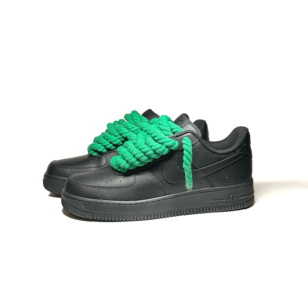 Nike Air Force 1 personnalisée noir « Rope Laces » vert -