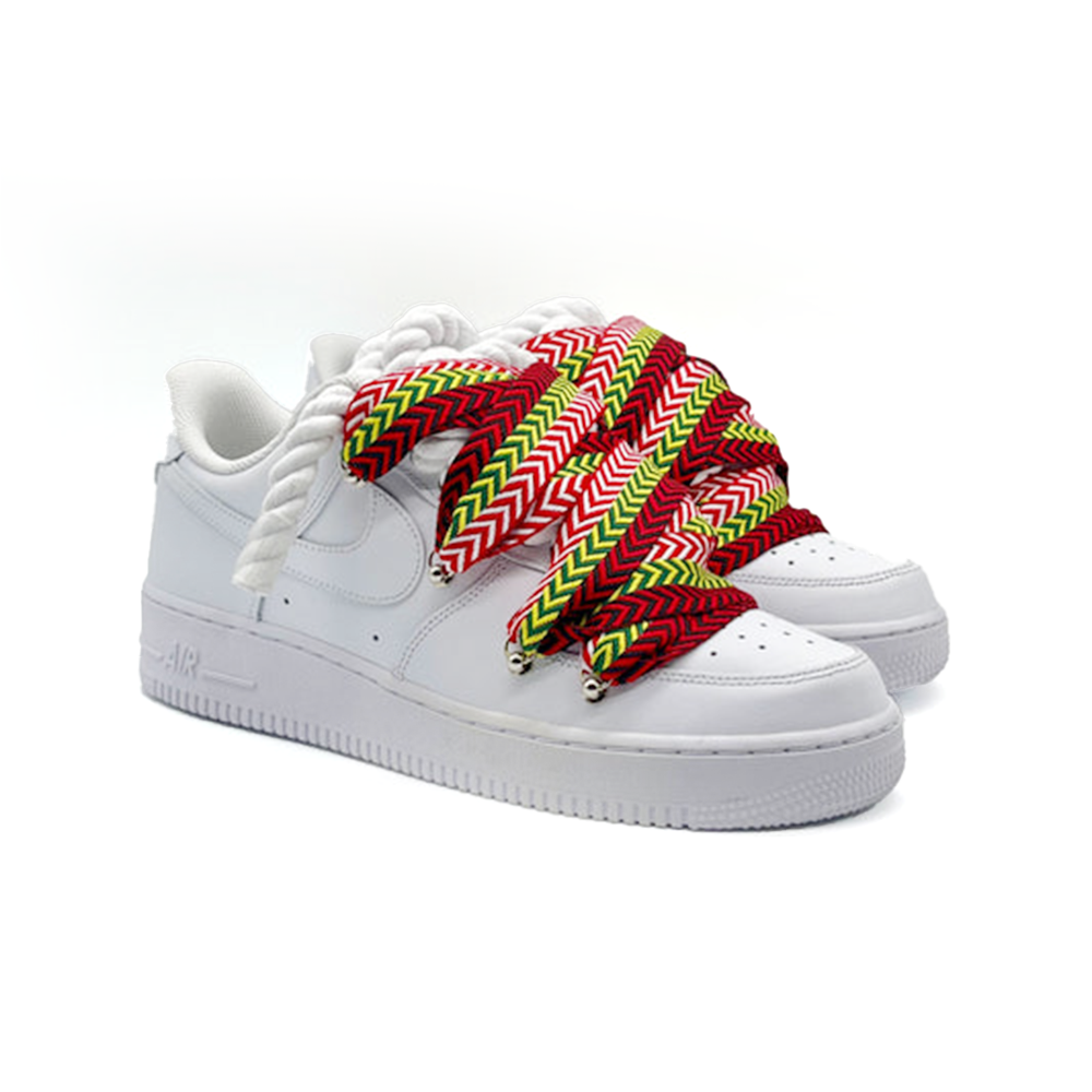 Personnalisé Nike Air Force 1 Blanc ,, Lacets Lanvin '' Rouge