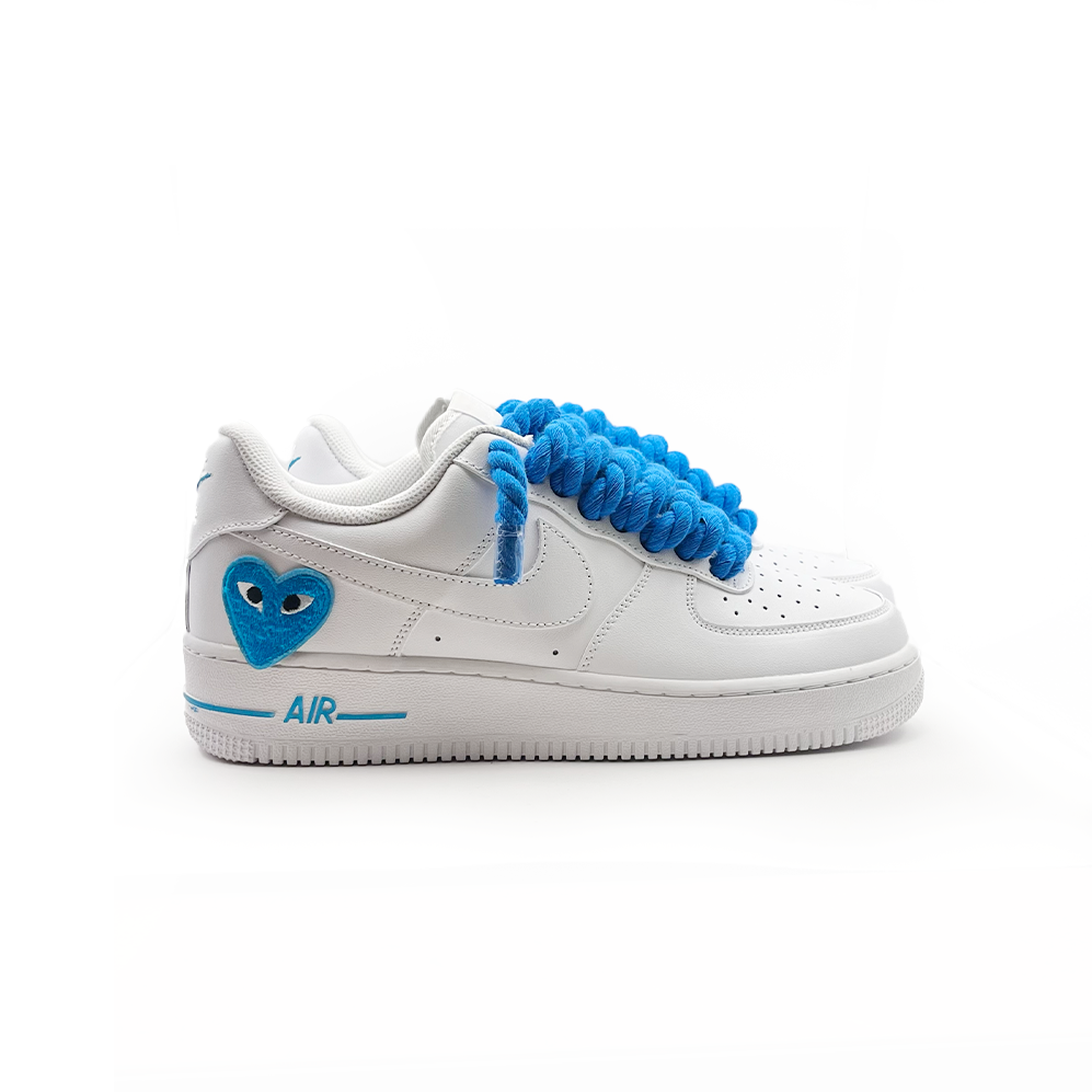 Nike Air Force 1 personnalisée '' Rope Laces '' Love stride Bleu océan