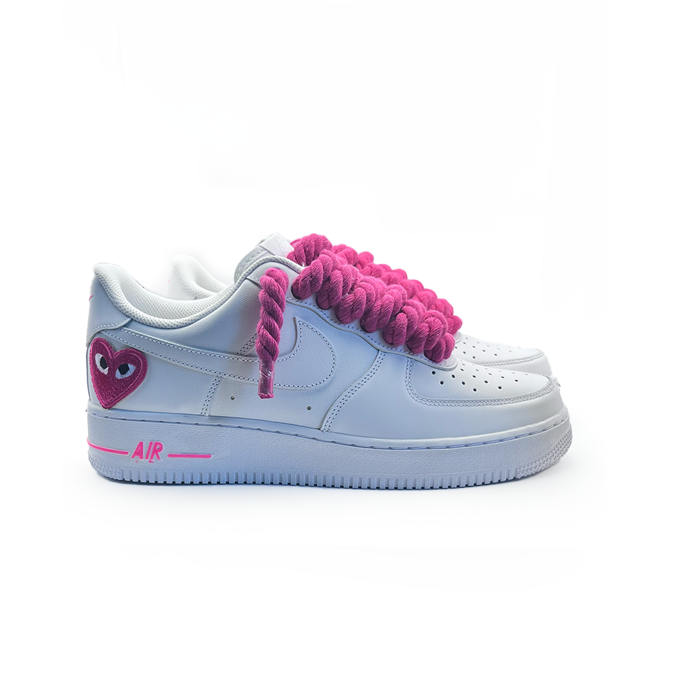 Nike Air Force 1 personnalisée '' Lacets de corde '' Love stride Rose