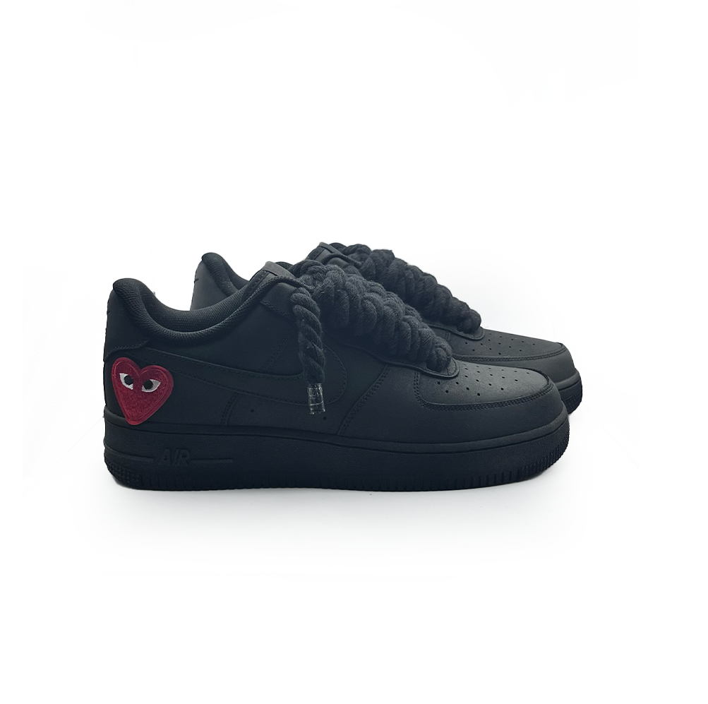 Personnalisé Ninja Noir Nike Air Force 1 '' Rope Laces '' Love stride Rouge #2