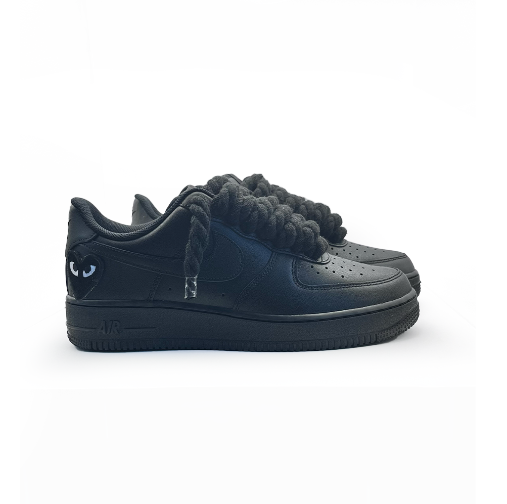 Nike Air Force 1 personnalisée '' Lacets de corde '' Love stride Noir