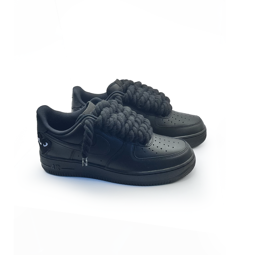 Nike Air Force 1 personnalisée '' Lacets de corde '' Love stride Noir