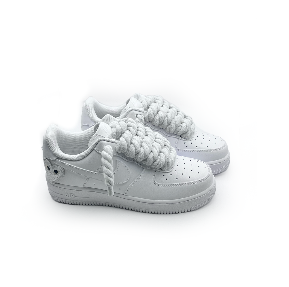 Nike Air Force 1 personnalisée '' Lacets de corde '' Love stride Blanc