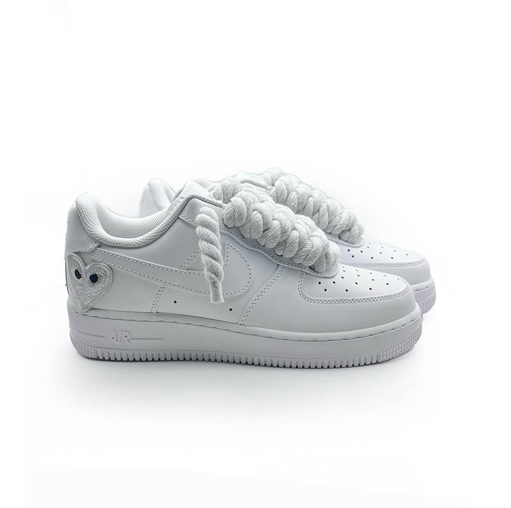 Nike Air Force 1 personnalisée '' Lacets de corde '' Love stride Blanc