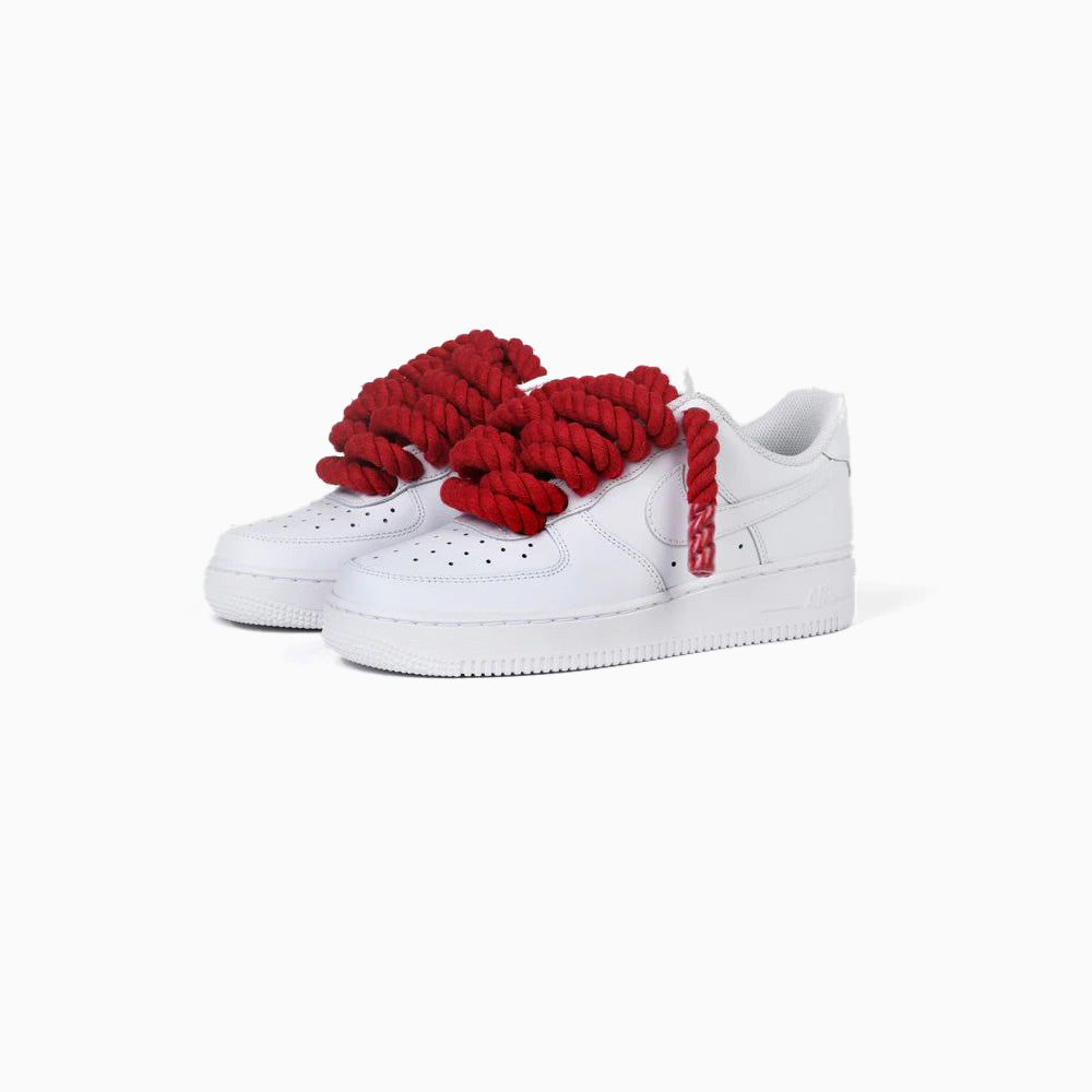 Personnalisé Nike Air Force 1 Blanc « Rope Laces » Rouge -