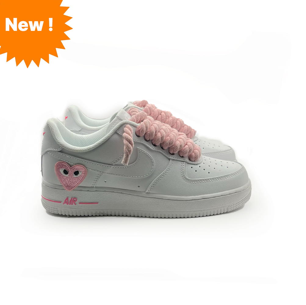 Nike Air Force 1 personnalisée '' Lacets de corde '' Love stride Rose #2