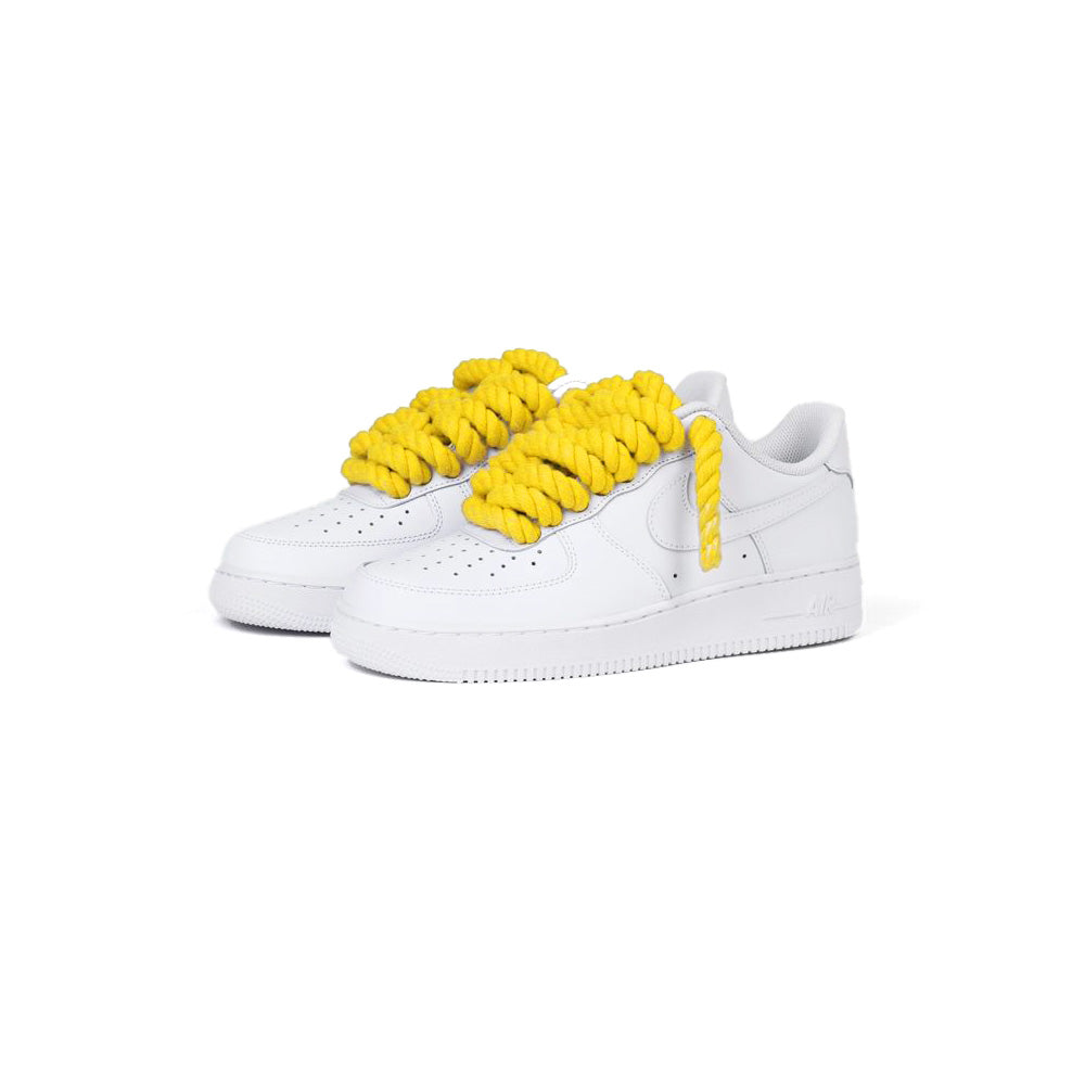 Personnalisé Nike Air Force 1 Blanc « Rope Laces » Gelb -