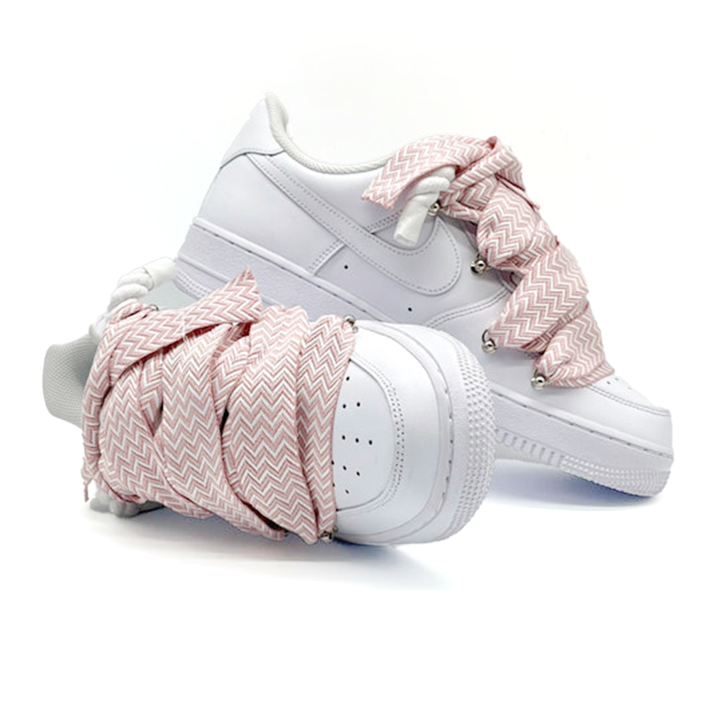 Nike Air Force 1 personnalisée blanc, lacets Lanvin '' Rosa