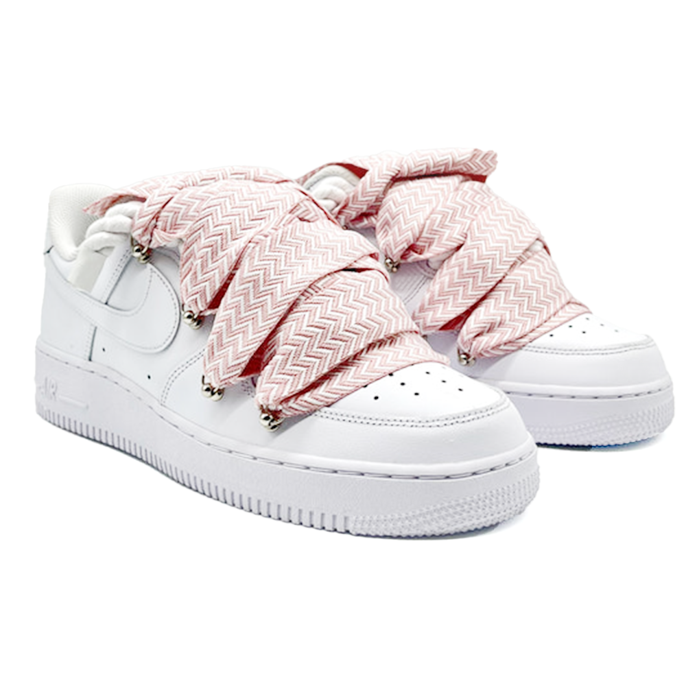 Nike Air Force 1 personnalisée blanc, lacets Lanvin '' Rosa