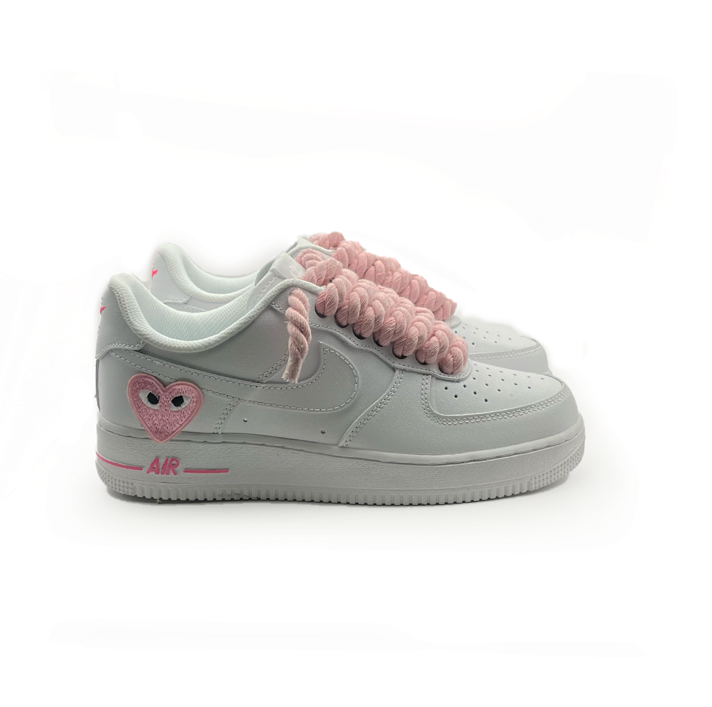 Nike Air Force 1 personnalisée '' Lacets de corde '' Love stride Rose #2